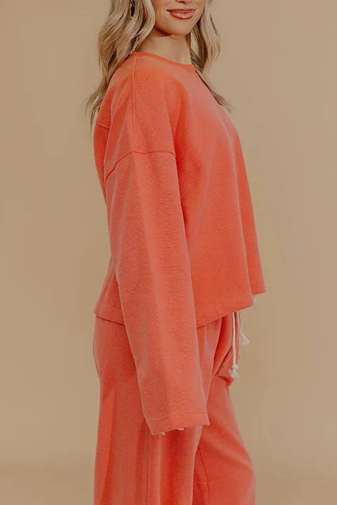 Weekend Away Knit Sweatshirt In Coral