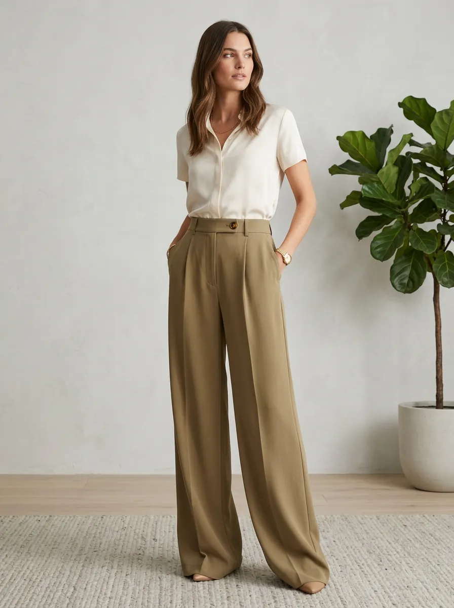 Pleated Tailored Women's Wide-Leg Trousers