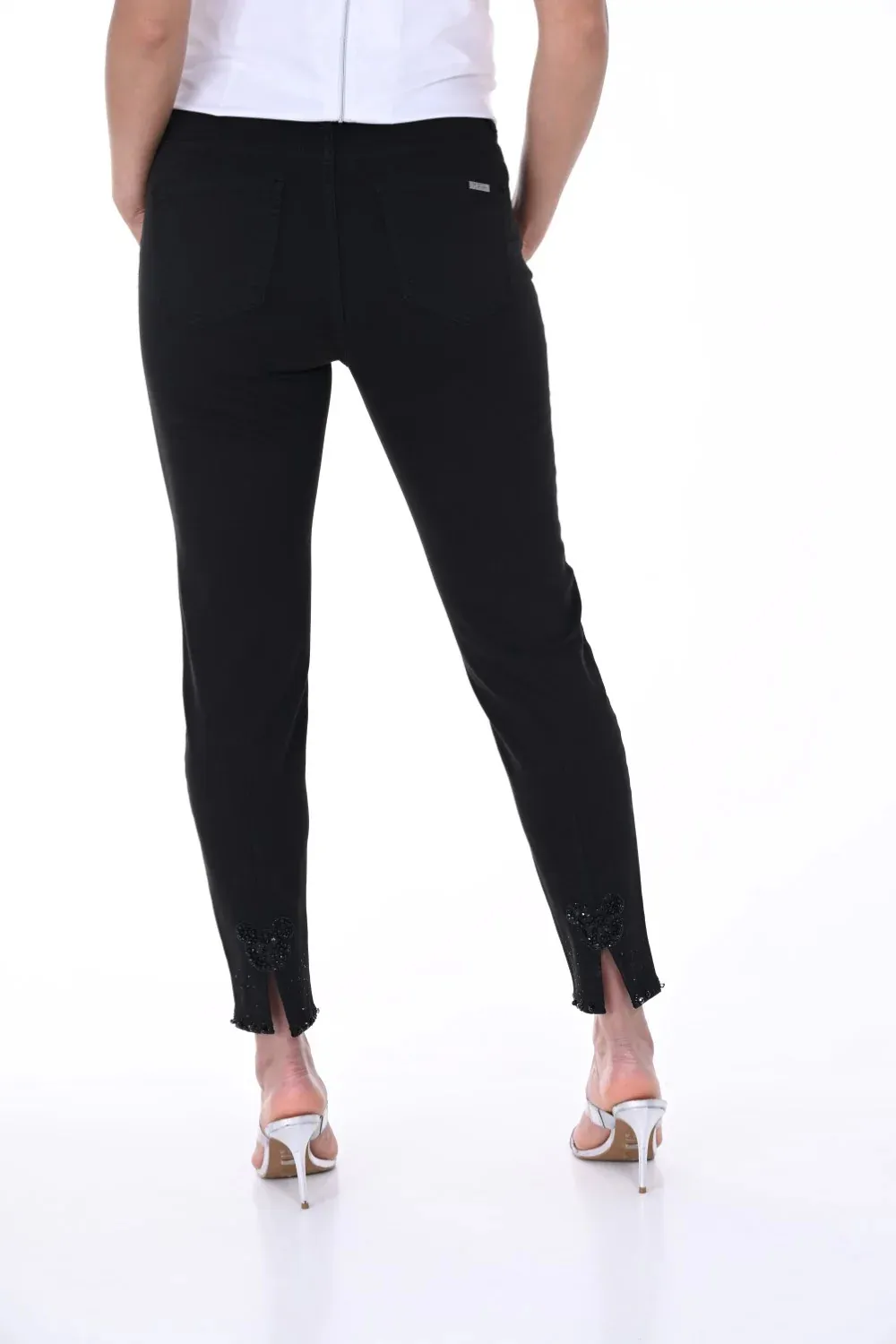 Black Denim Jeans with Heart Detail