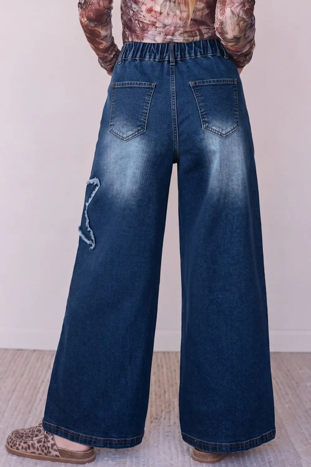 Women's Star Decorated Wide Leg Jeans