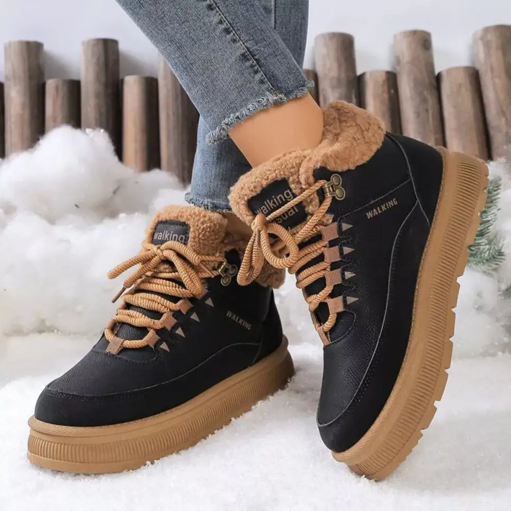 Relaxed Lace-Up Platform Ankle Boots
