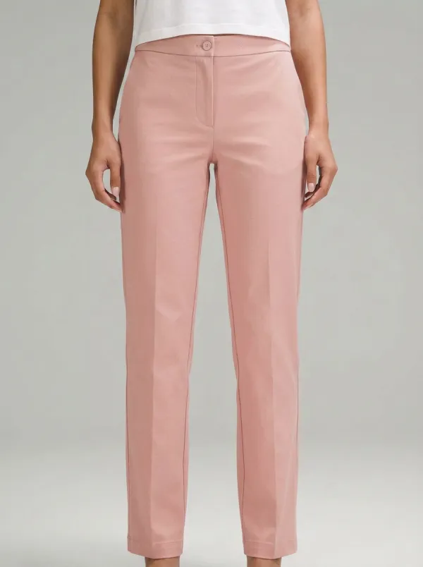 Women's Refined Comfort Minimalist Design Mid Rise Straight Leg Pants