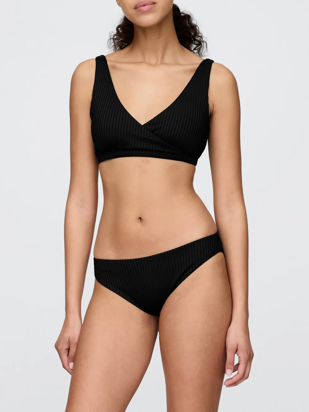 Solid Color V-Neck Bikini Top