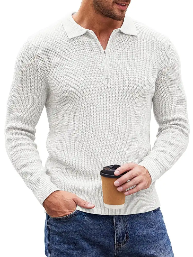 Classic Quarter Zip Knit Polo Sweater