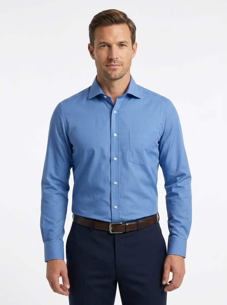 Men's Refined Button-Down Solid Dress Shirt