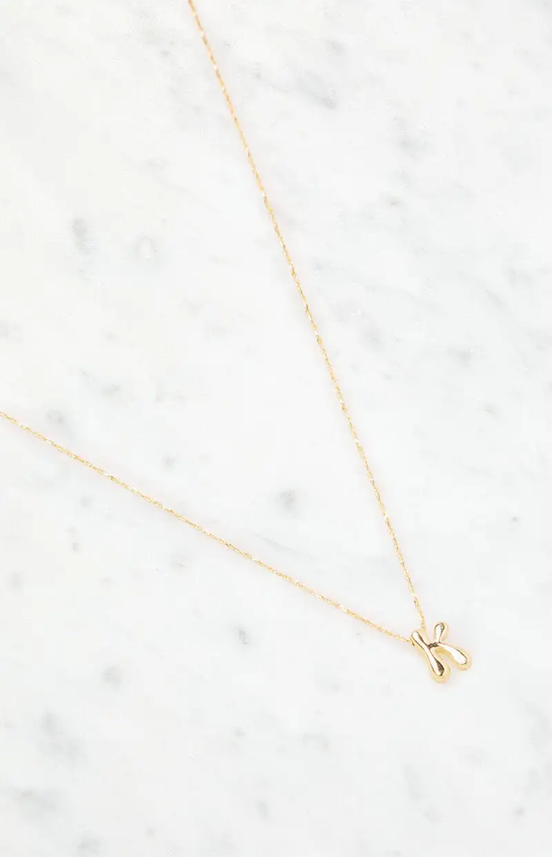 LA Hearts K Initial 14K Gold Plated Necklace