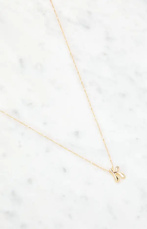 LA Hearts K Initial 14K Gold Plated Necklace