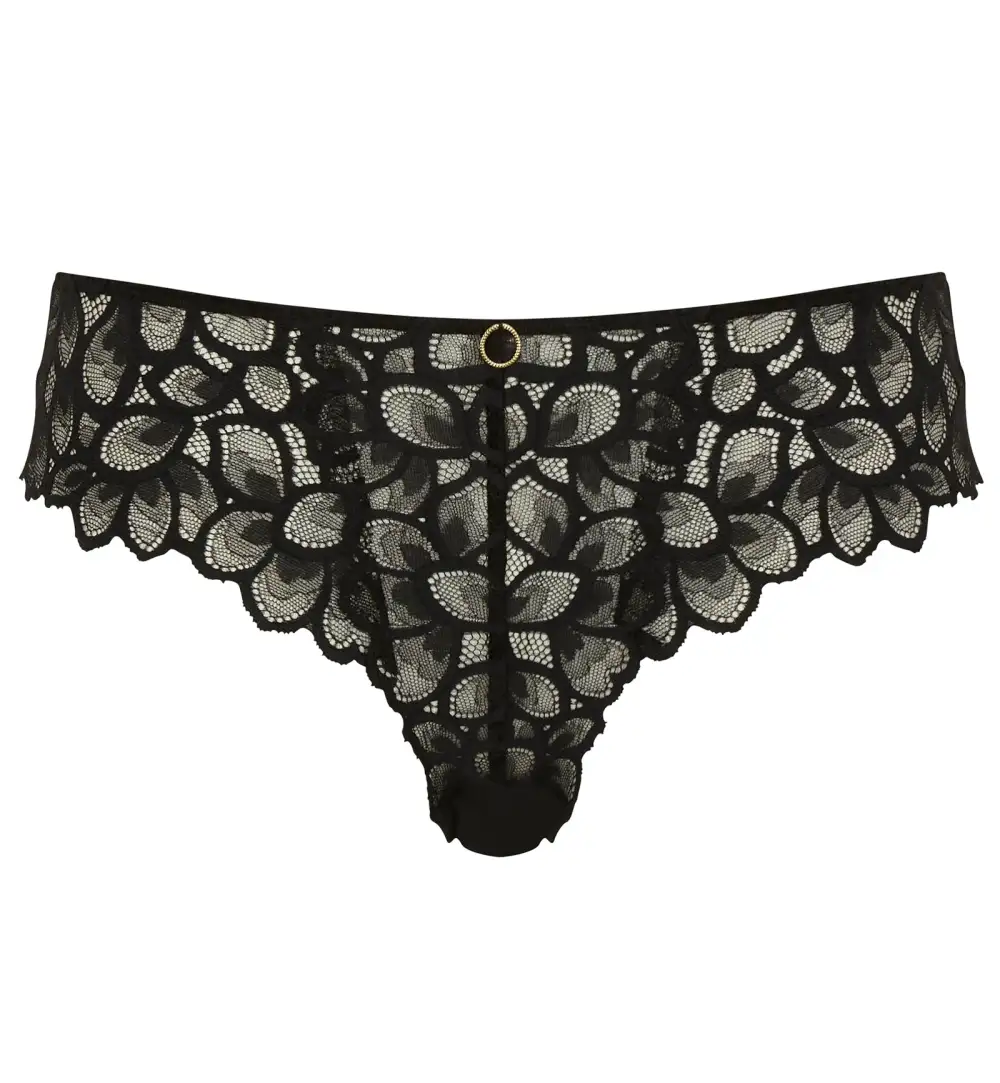 Mid-Rise Stretch-Lace Floral Brazilian Brief Panty