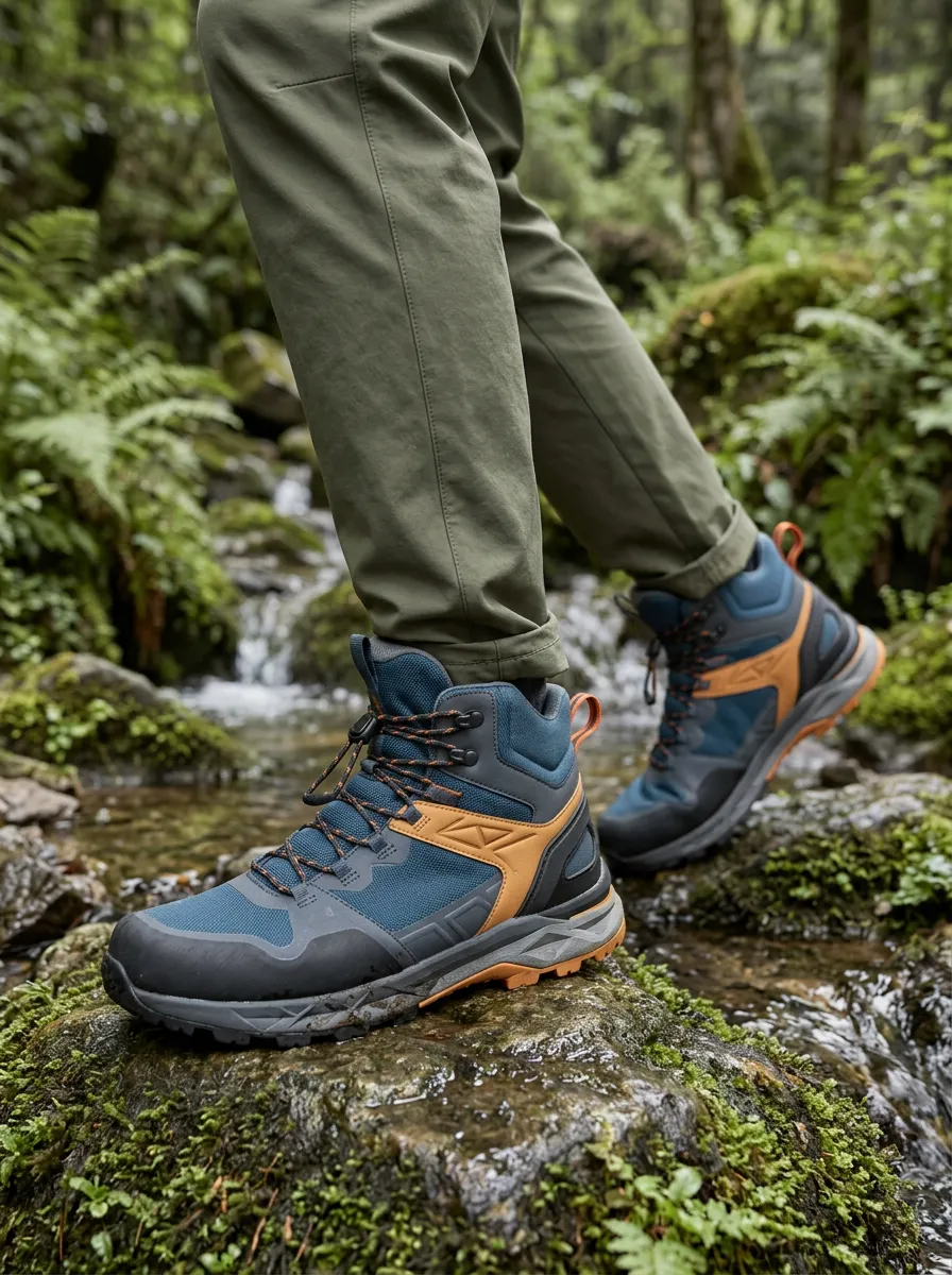 Men's Trek Hiking Mountain Pattern Printed Boots