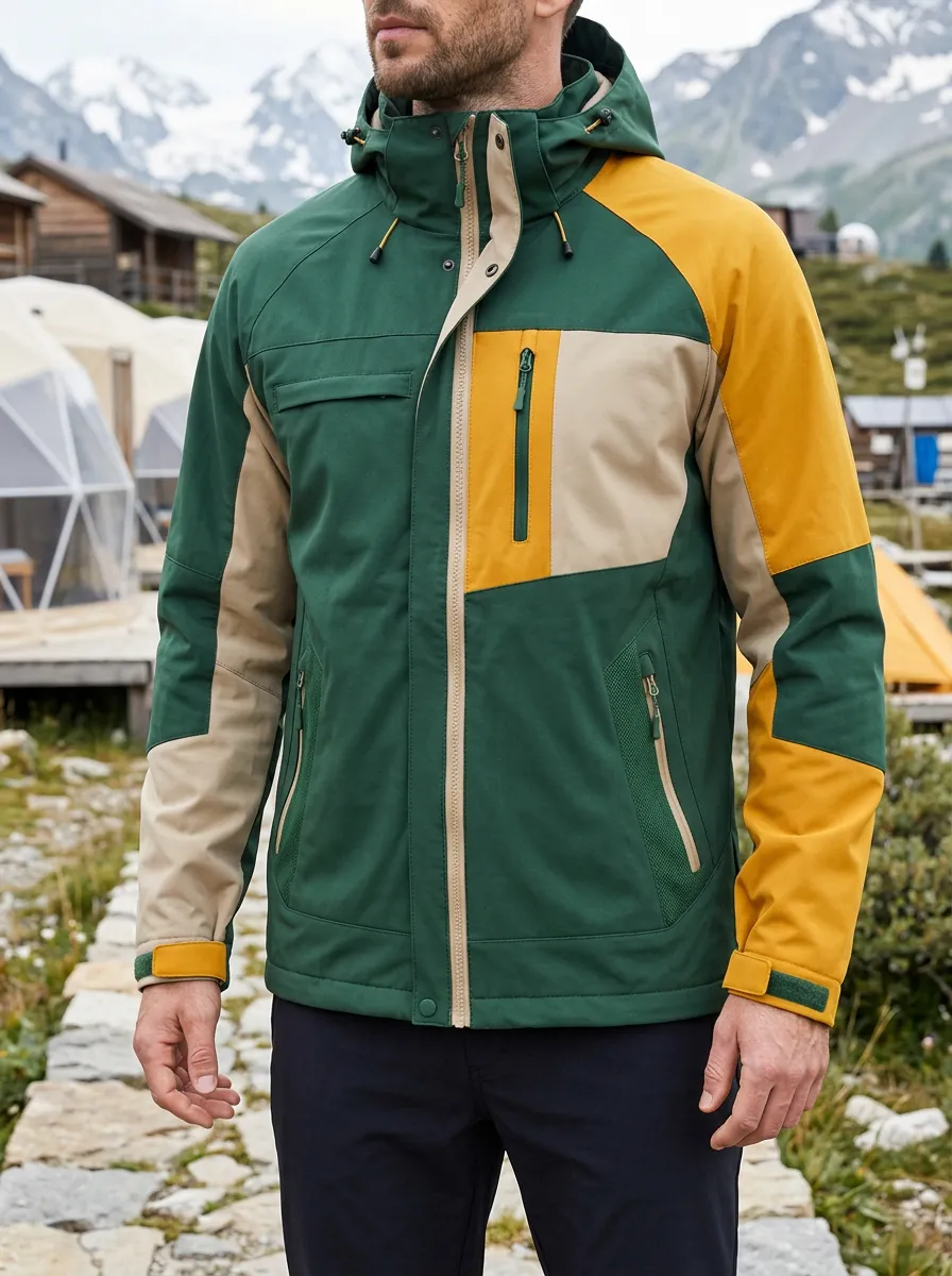 Men's Hiking Mountain Lover Colorblock Printed Jacket