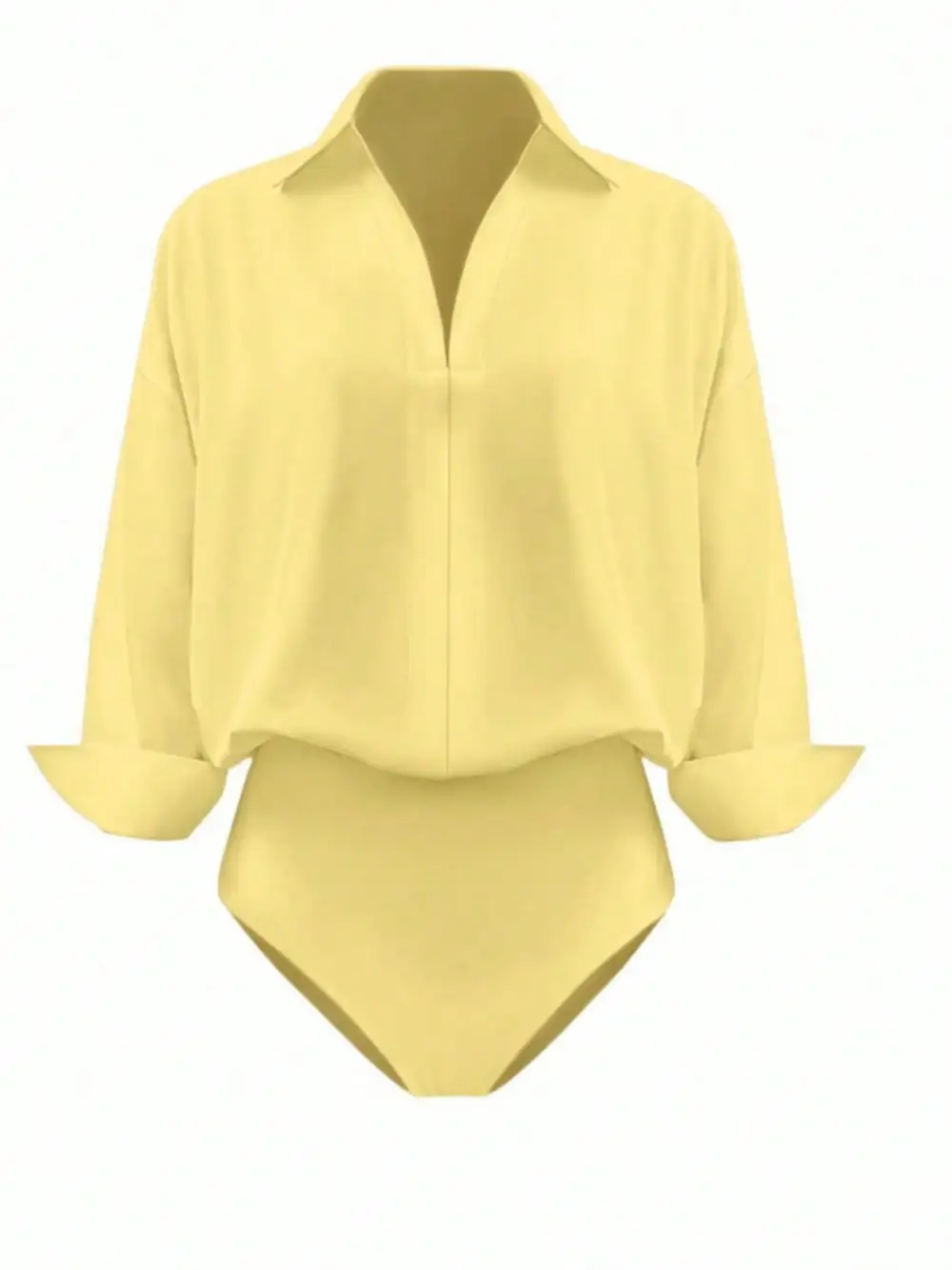 Button Down Long Sleeve Bodysuit Shirt