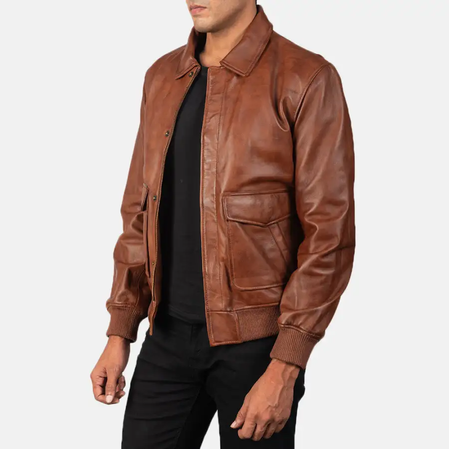 Men's Field Style Bomber Leather Jacket