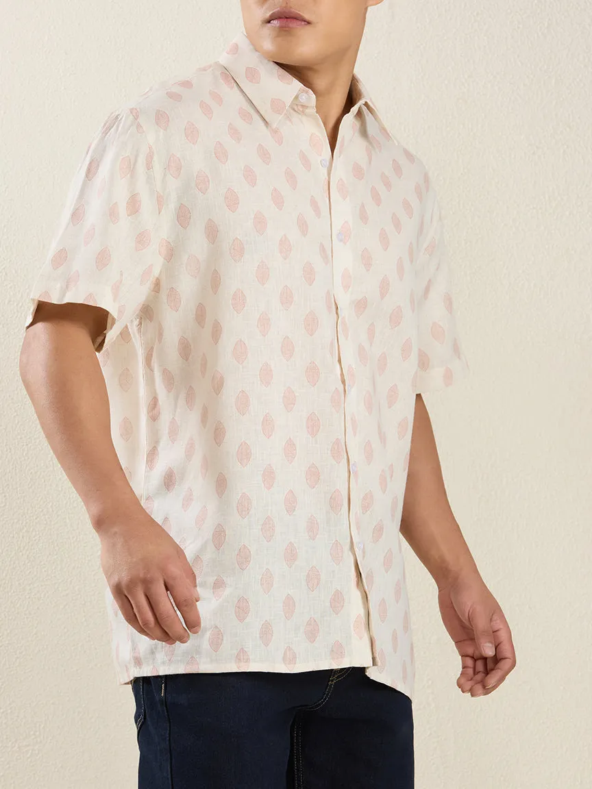 Printed Pure Linen Linen Men's Formal Shirt