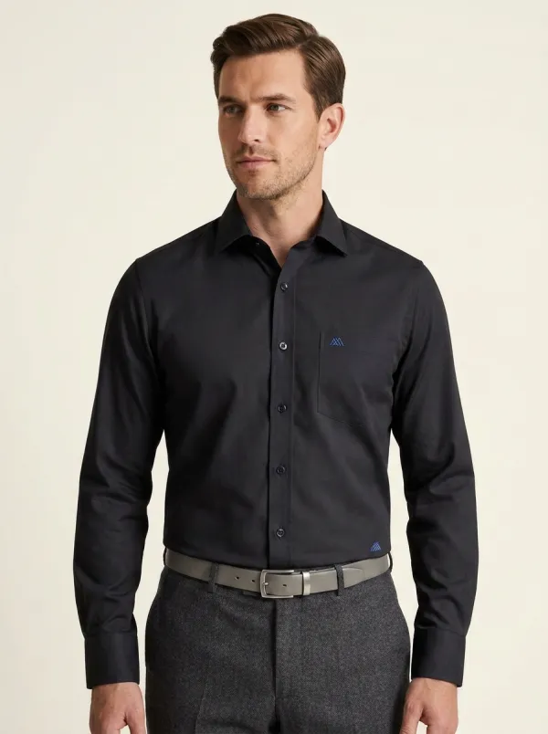 Men's Non-Iron Cotton Light Blue Solid Printed Dress Shirt
