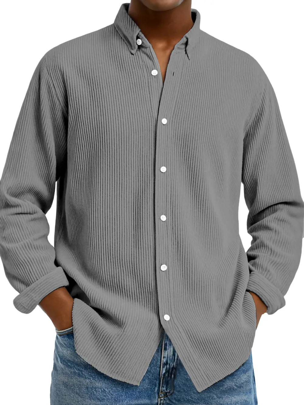 Clean Cut Long Sleeve Open Collar Shirt