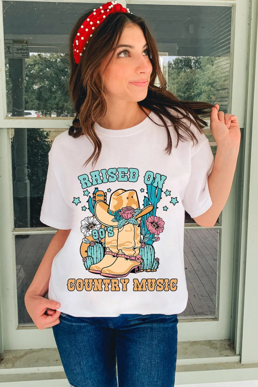 White Raised On Country Music Tee