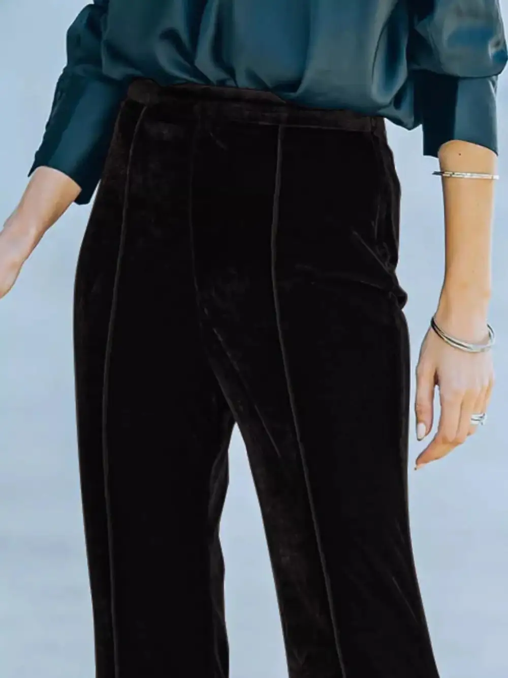 High Waist Wide Leg Velvet Pants