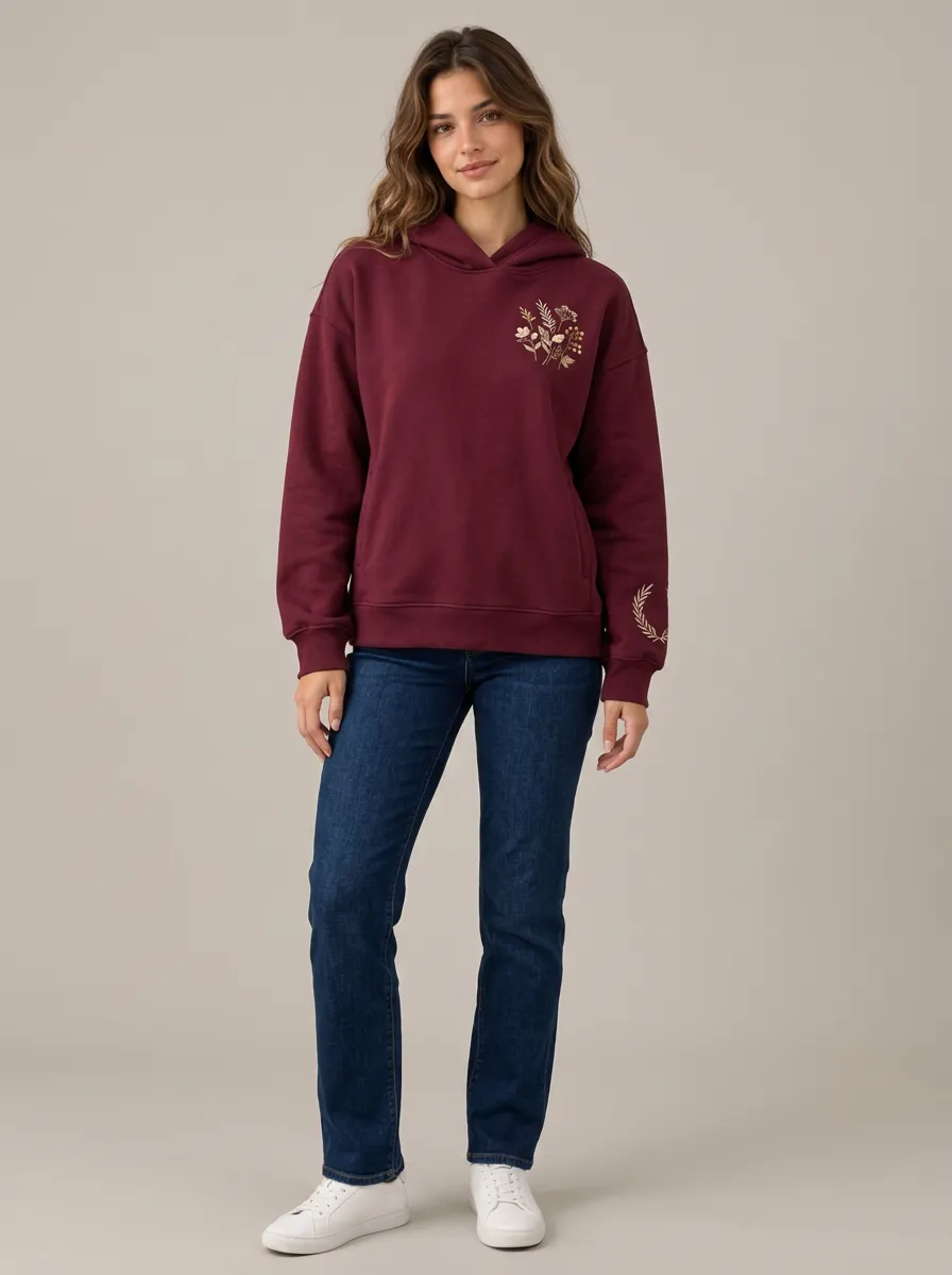 Women's Botanical Floral Graphic Hooded Sweatshirt