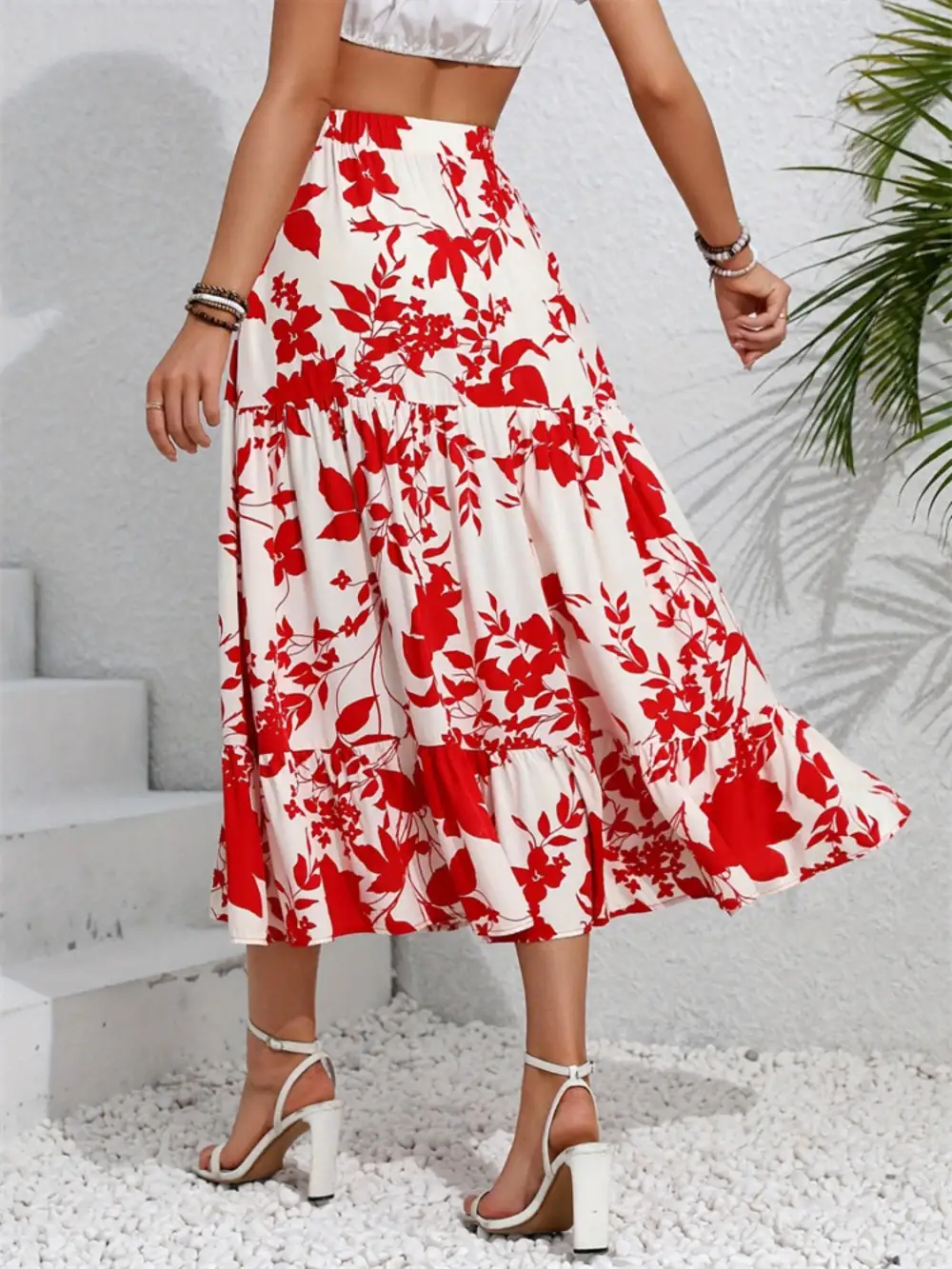 Ruffle Ruffled Midi Skirt