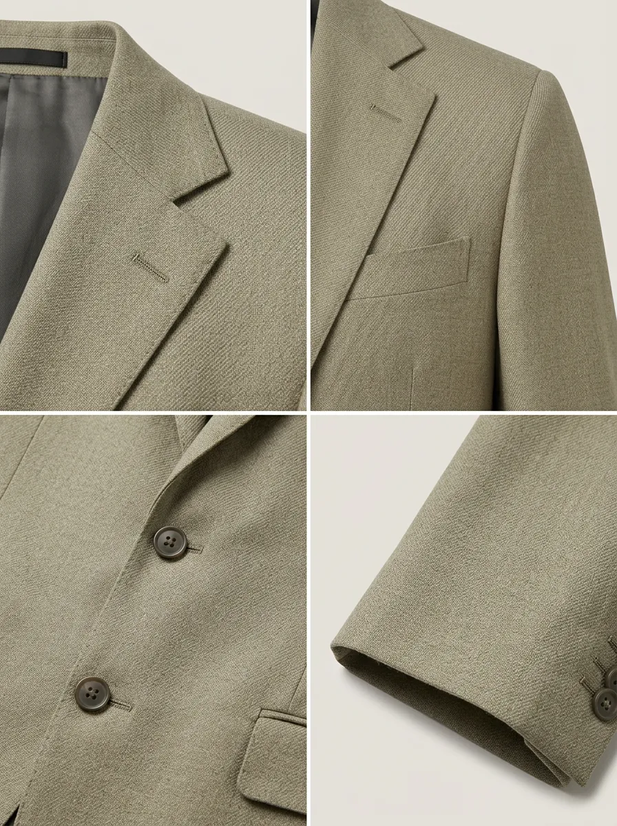 Men's Business Casual Khaki Solid Color Printed Blazer
