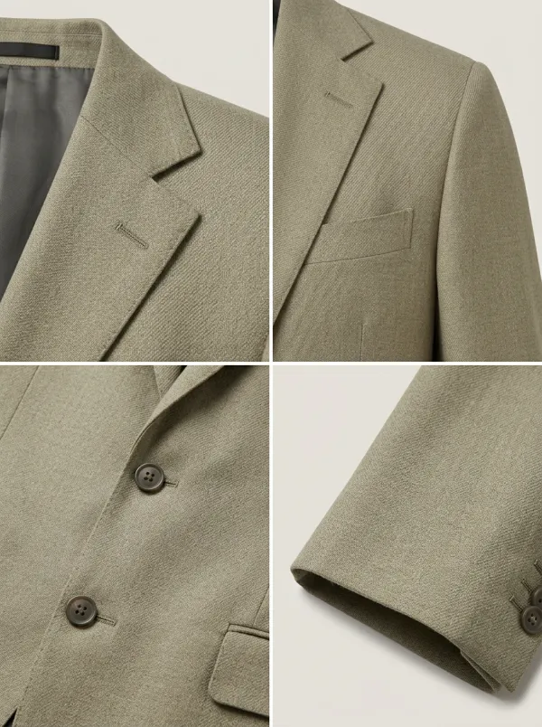 Men's Business Casual Khaki Solid Color Printed Blazer