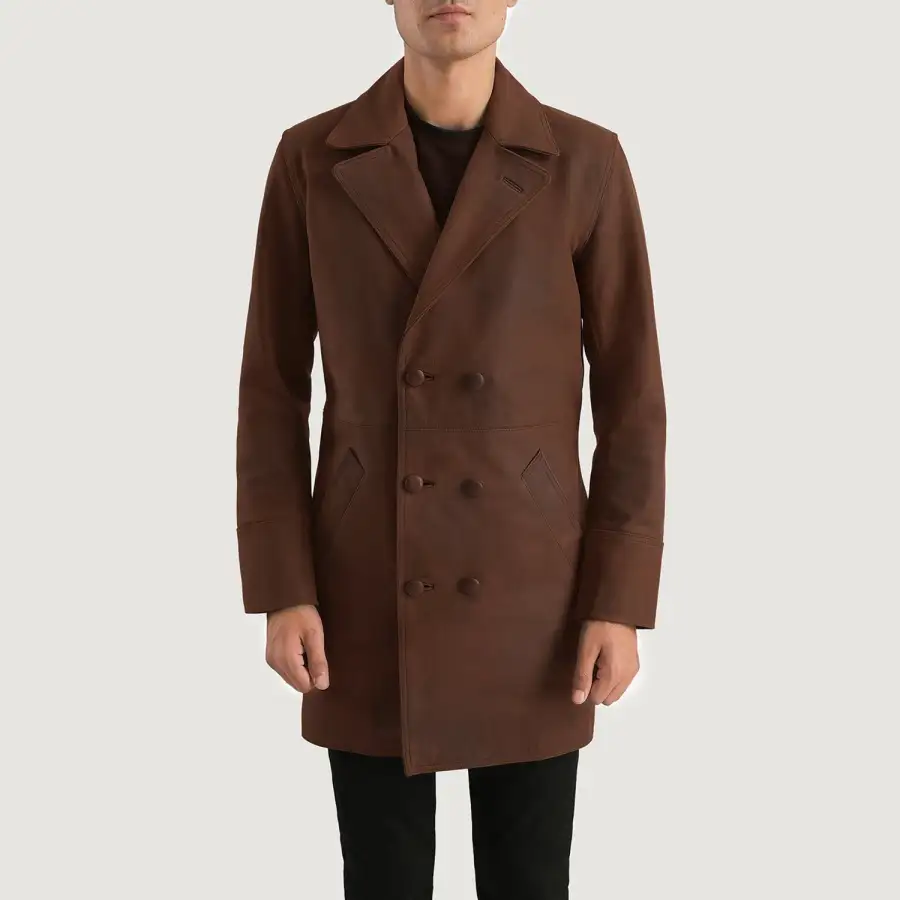 Men's Structured Leather Coat