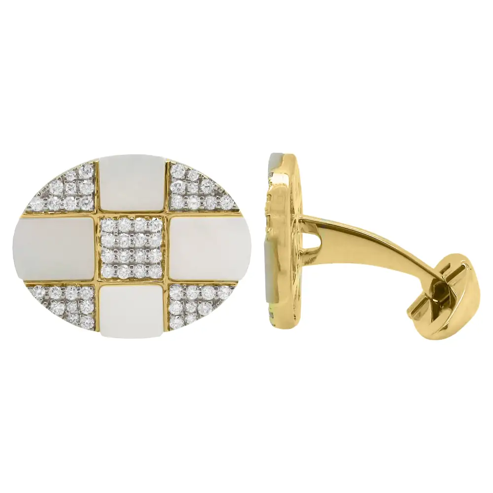 Clean Line Diamond Mother Of Pearl Cufflinks