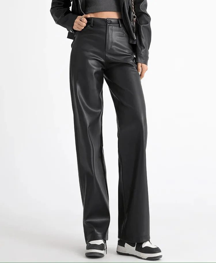 High-Waisted Faux Leather Pants