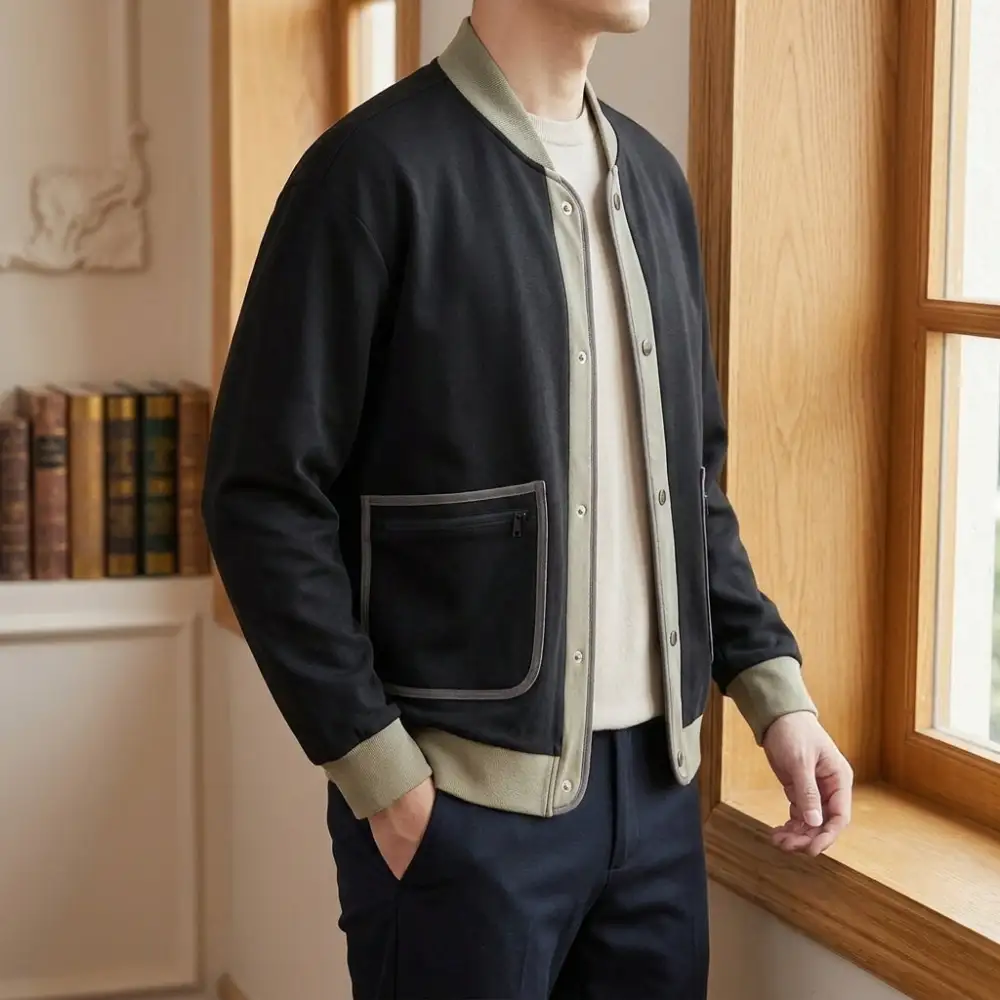 Contrast Stand-Collar Jacket