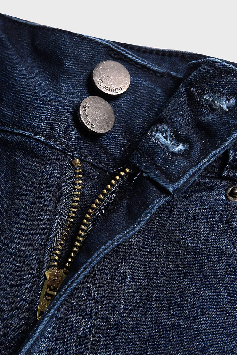 Button Front Cuffed Hem Tummy Control Butt Lifting Denim Shorts