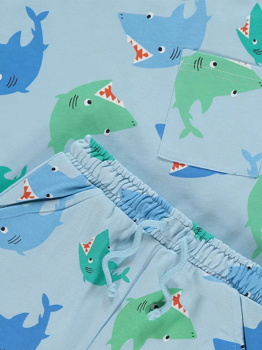 Light Blue Shark T-Shirt and Shorts Set