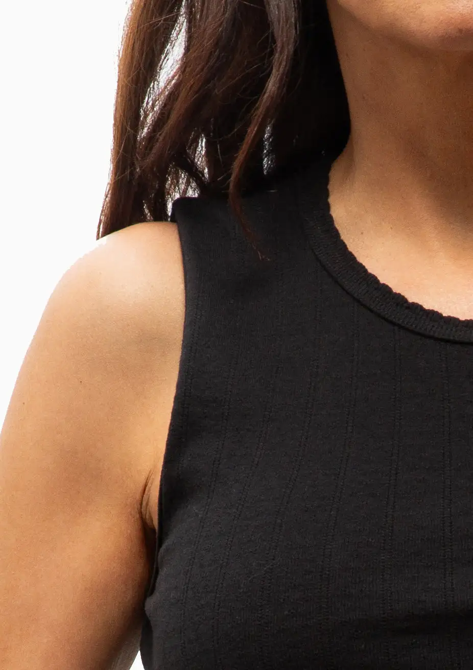 Pointelle Sleeveless Crew Top