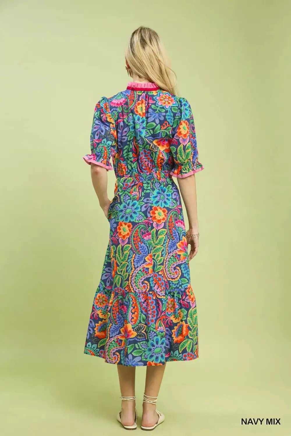 Modern Floral Print Midi Dress