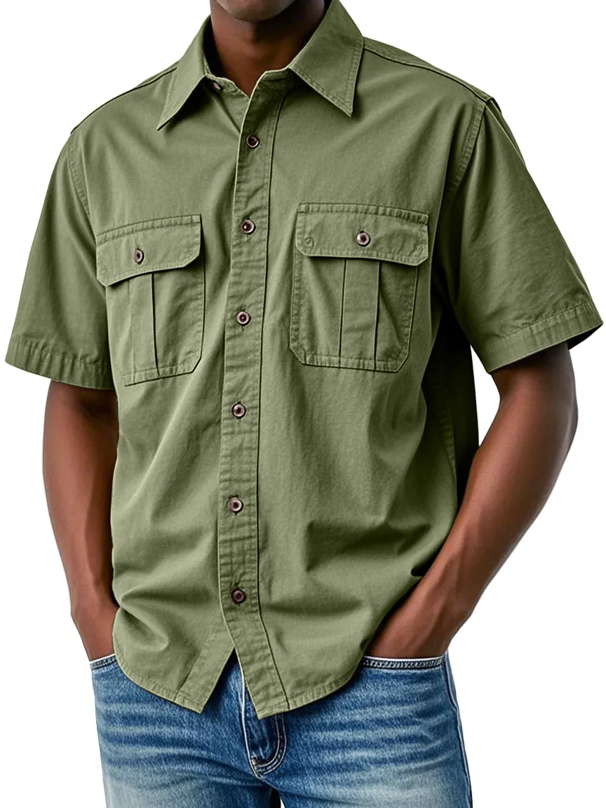 Clean Cut Short Sleeve Double Pocket Shirt