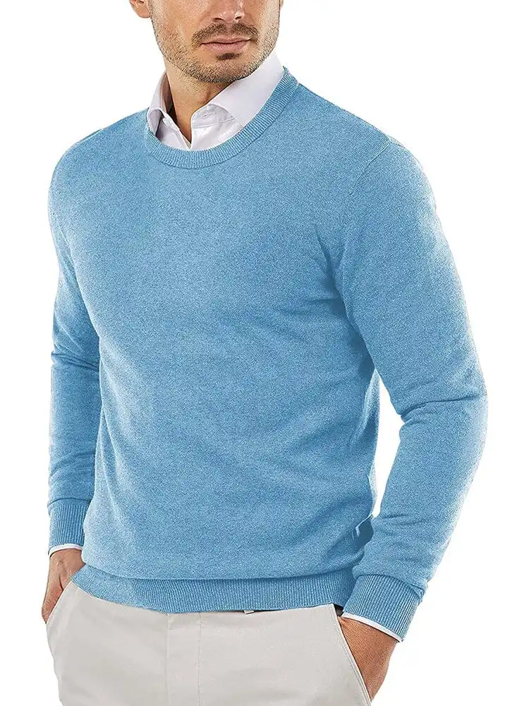 Crew Neck Slim Fit Pullover Knitted Sweater Jeans
