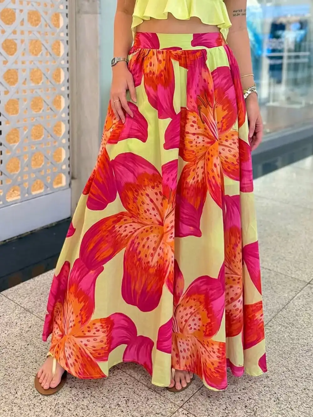 Clean Printed Pocket Detail Skirt