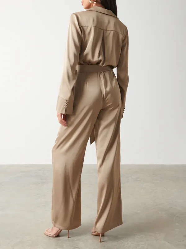 Long Sleeve Satin Jumpsuit