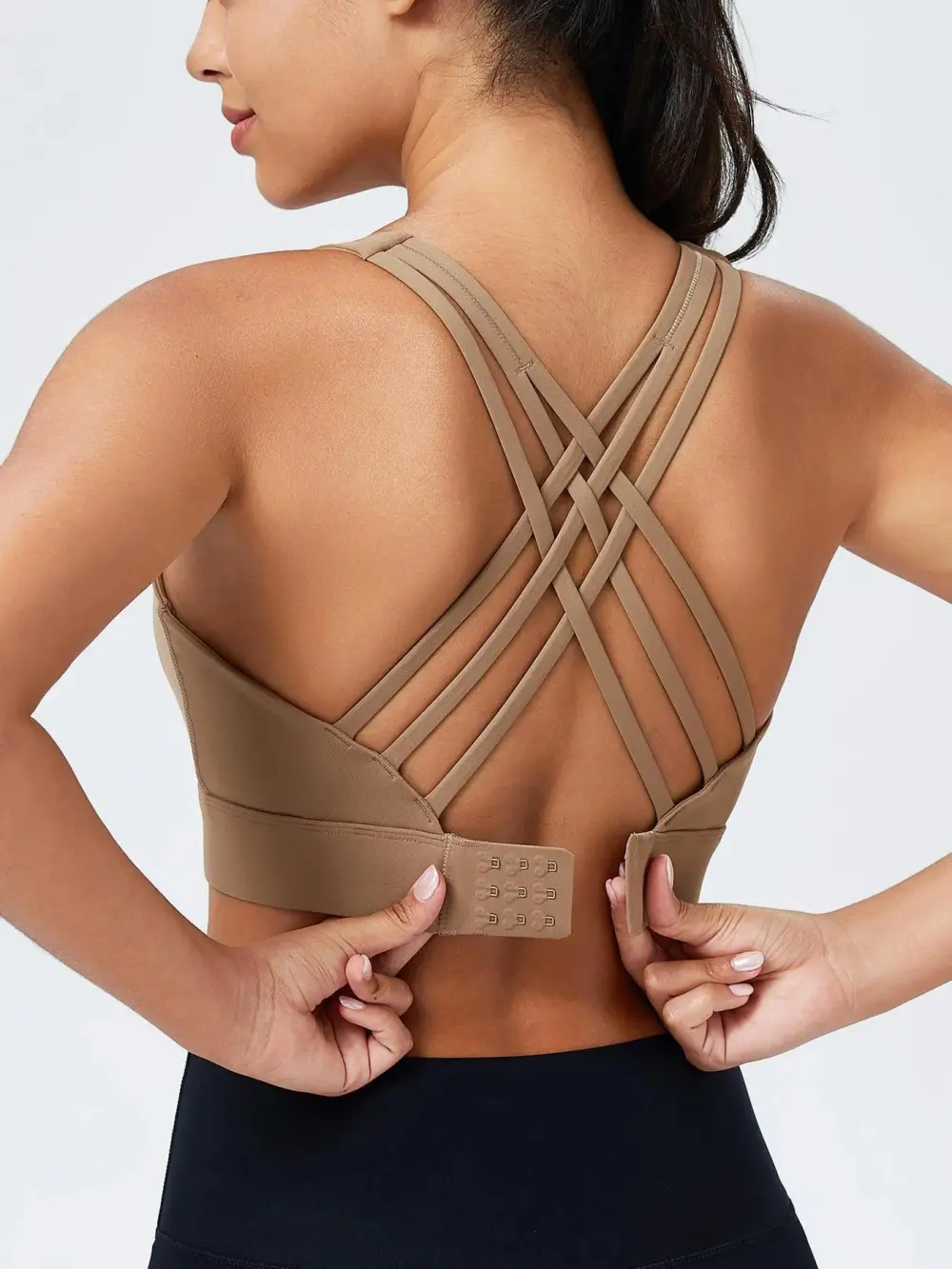 Women's Sport Bras 3 Row Adjustable Hook-eye Closure Criss-Cross Back Workout Bras