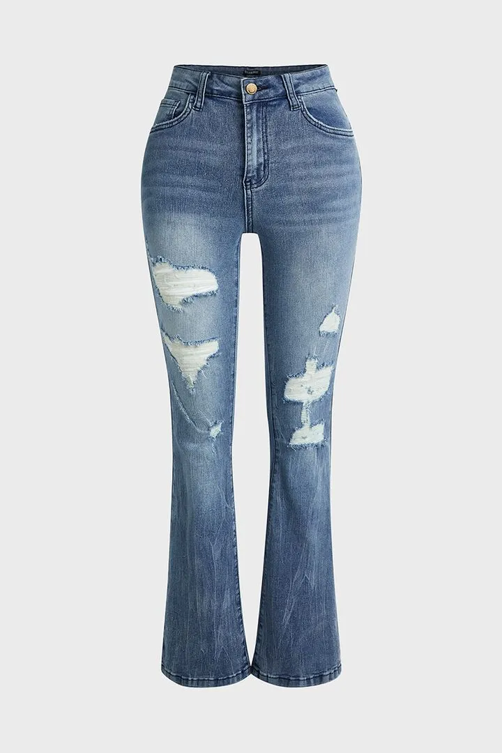 Vintage Ripped Flare Jeans