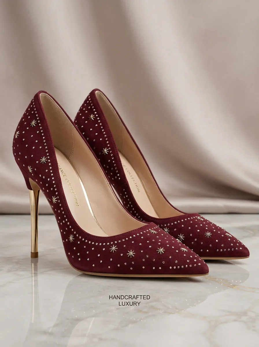 Star-Pattern Pointed-Toe Women's Formal High Heels