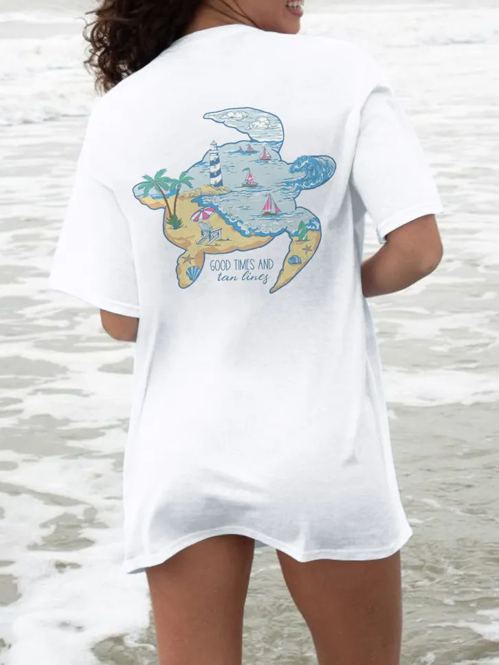 Tropical Sea Turtle Graphic Short - Sleeve Tee
