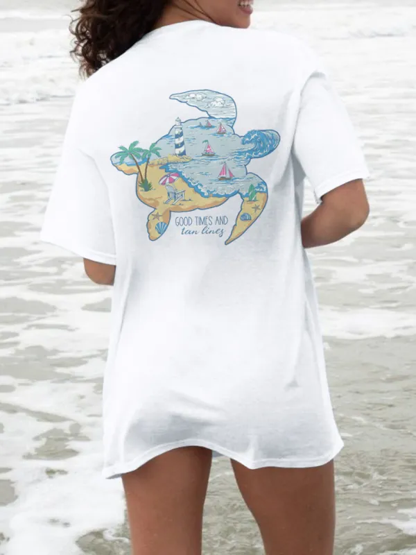 Tropical Sea Turtle Graphic Short - Sleeve Tee