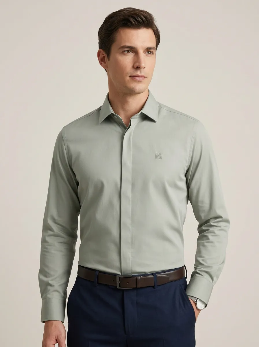 Men's Non-Iron Cotton Geometric Detail Patterned Shirt