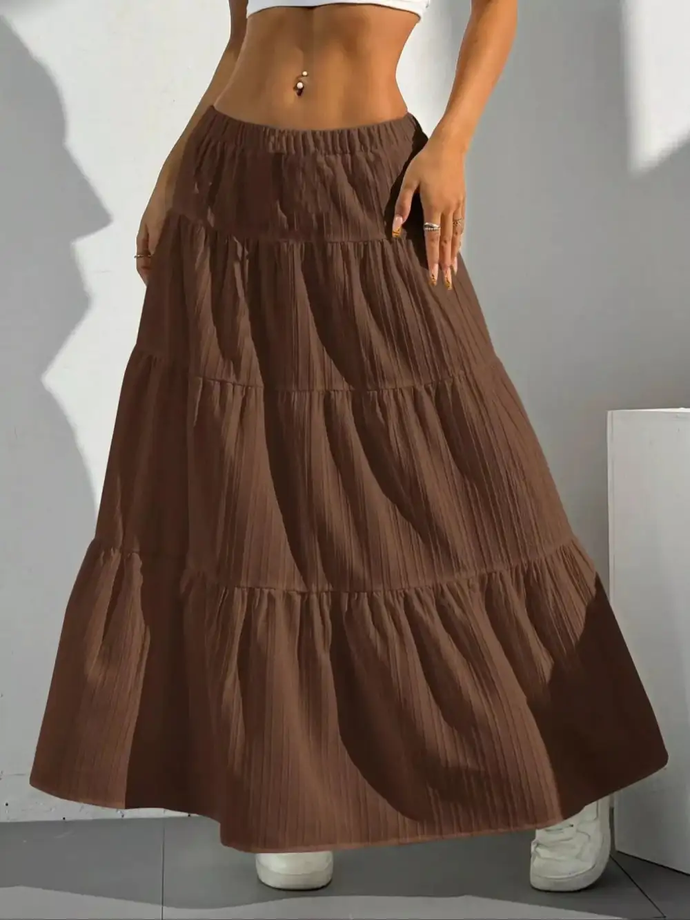 Classic Flowy Tiered Maxi Skirt