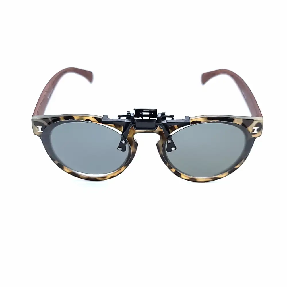54mm Oval Polarized Flip-Up Clip-On Sunglasses
