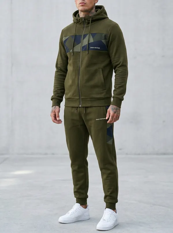 Men's Geometric Camo Panel Print Jogger Set