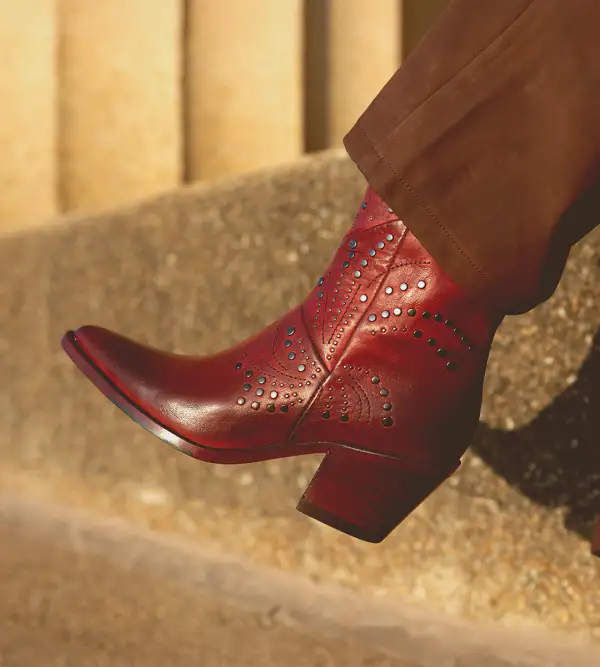 Pointed-Toe Studded Ankle Boots