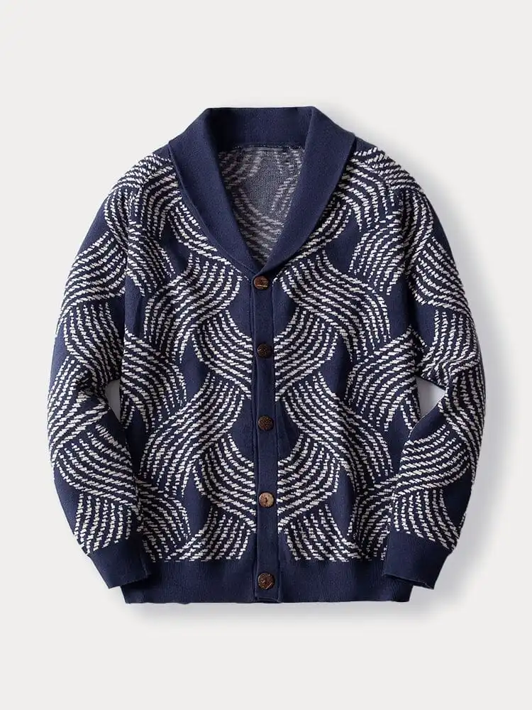 Comfy Jacquard Knit Jacket Sweater