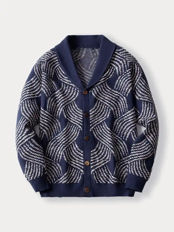 Comfy Jacquard Knit Jacket Sweater