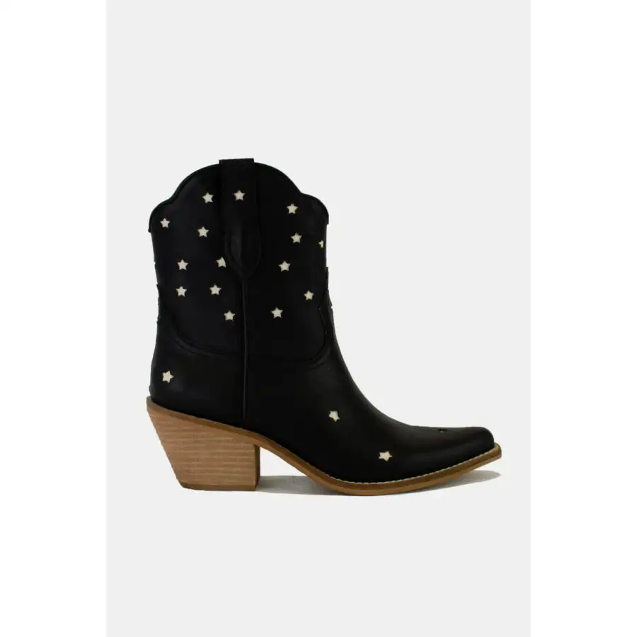 Beast Fashion Faux Leather Star Shaped Cutouts Point Toe Boots